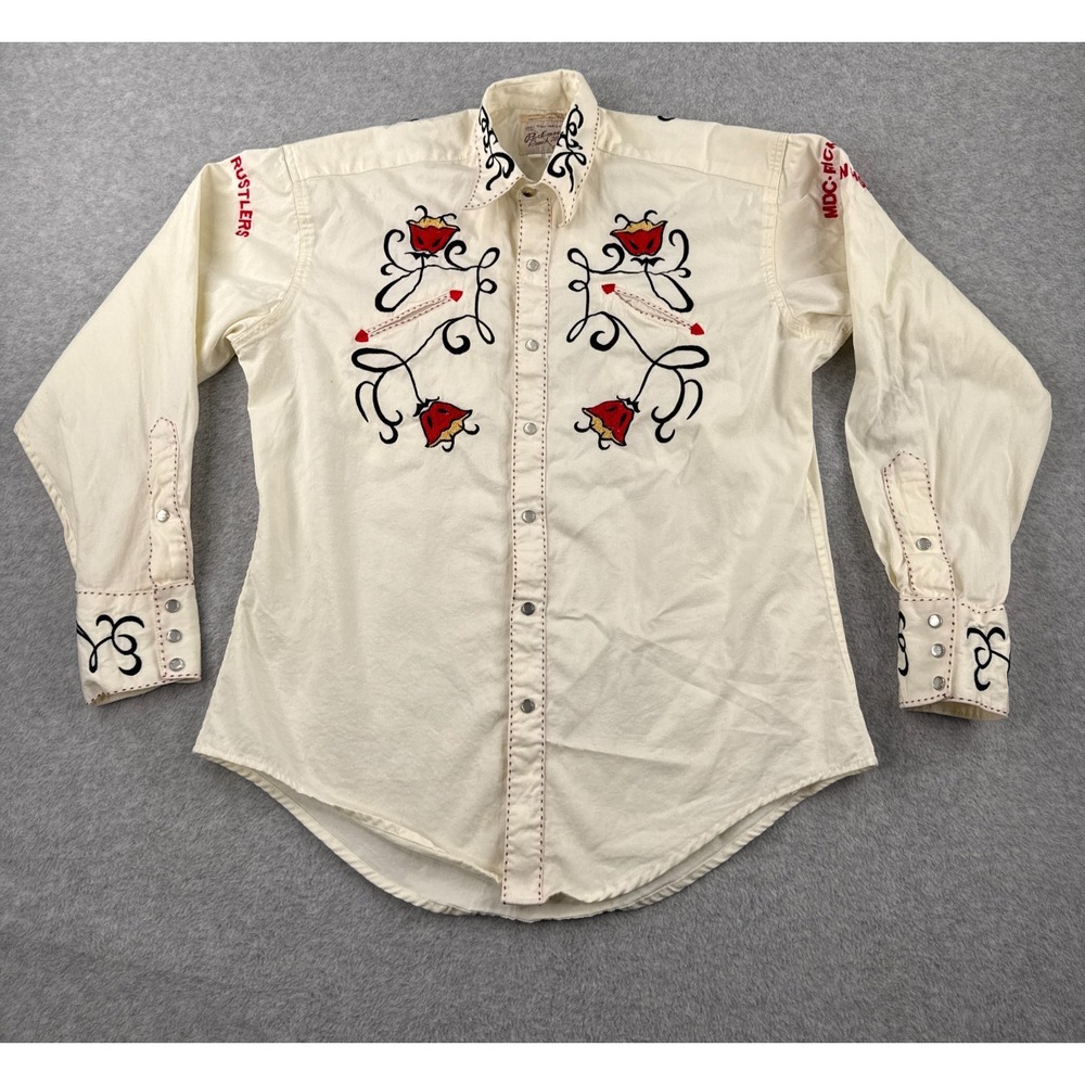 Rockmount Ranch Wear Shirt Mens Small Embroidered Pearl Snap Commemorative #80